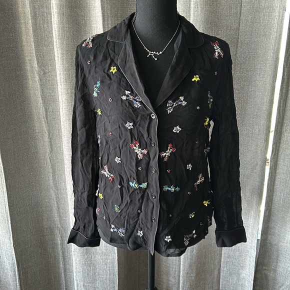 Black Beaded ASOS Button Up - Picture 1 of 4